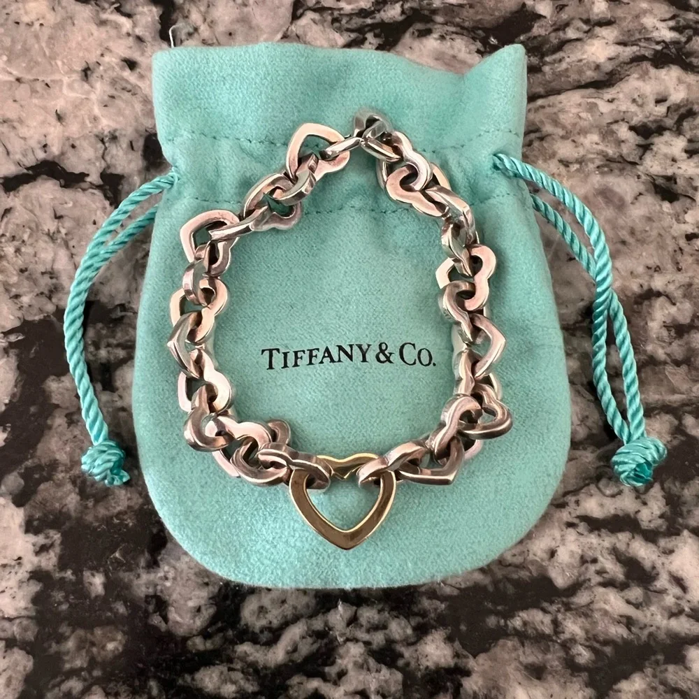 Discontinued Authentic Tiffany Two Tone Heart Bracelet in EUC - Picture 1 of 5